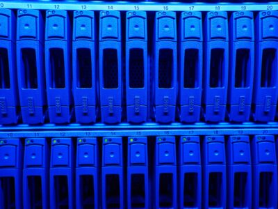 Data backup hard drives from an IT cloud backup system in a data center